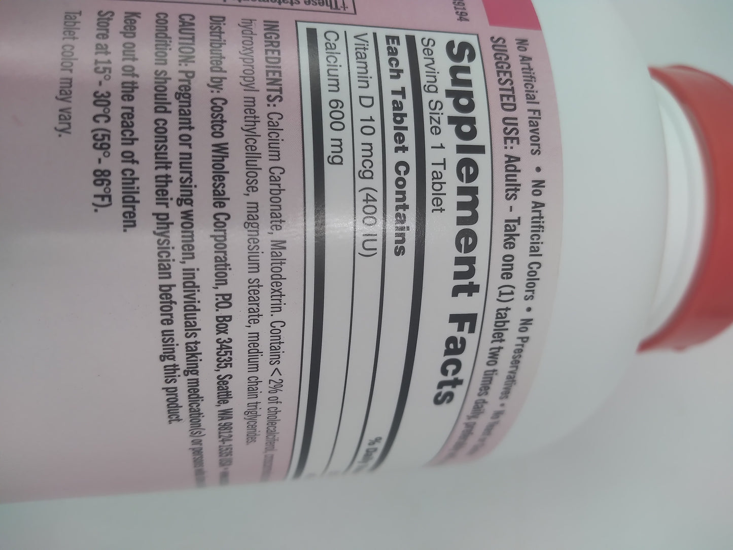 Kirkland Signature Calcium 600mg with Vitamin D3 500 tablets