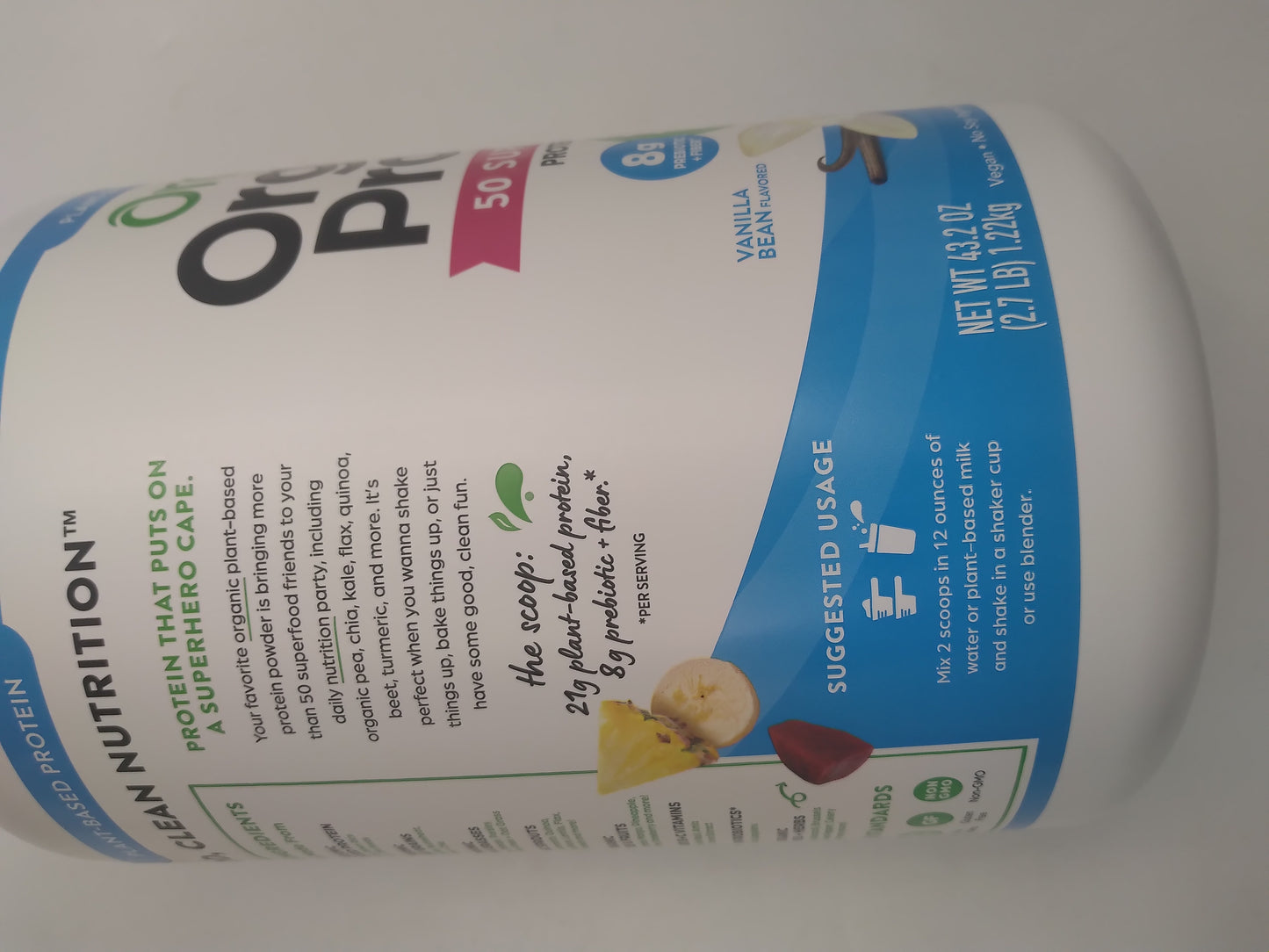 Orgain ORGANIC Plant-based Protein Powder with 50 superfoods Vanilla Bean Flavor 1.22kg