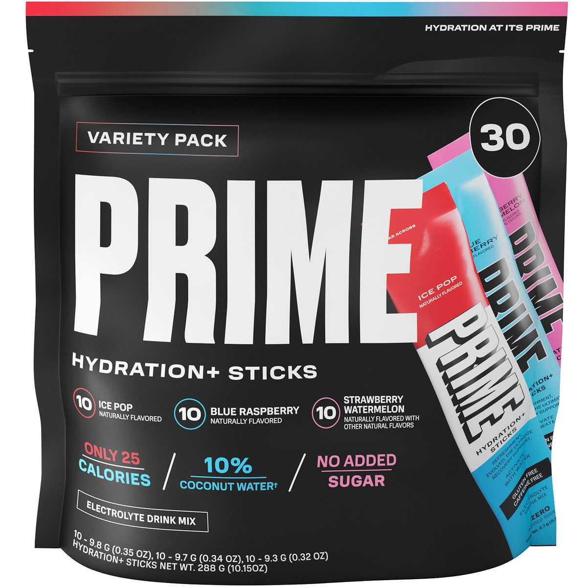 Prime Hydration Sticks Electrolyte Drink Mix (sold per piece) (Ice Pop, Raspberry, Strawberry-Watermelon Flavors)