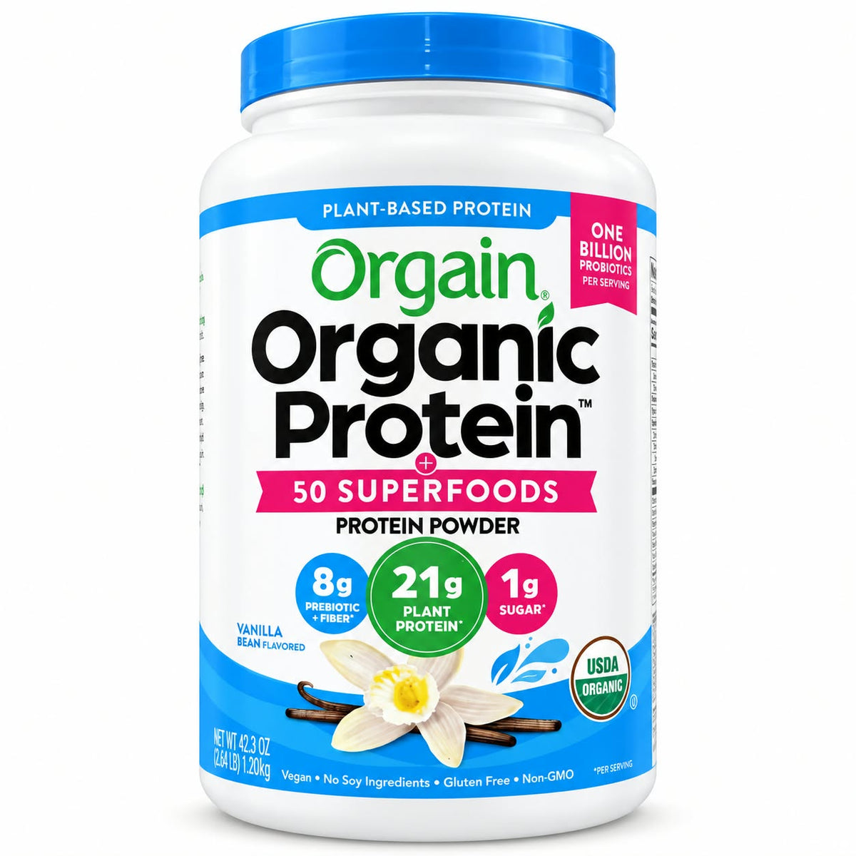 Orgain ORGANIC Plant-based Protein Powder with 50 superfoods Vanilla Bean Flavor 1.22kg