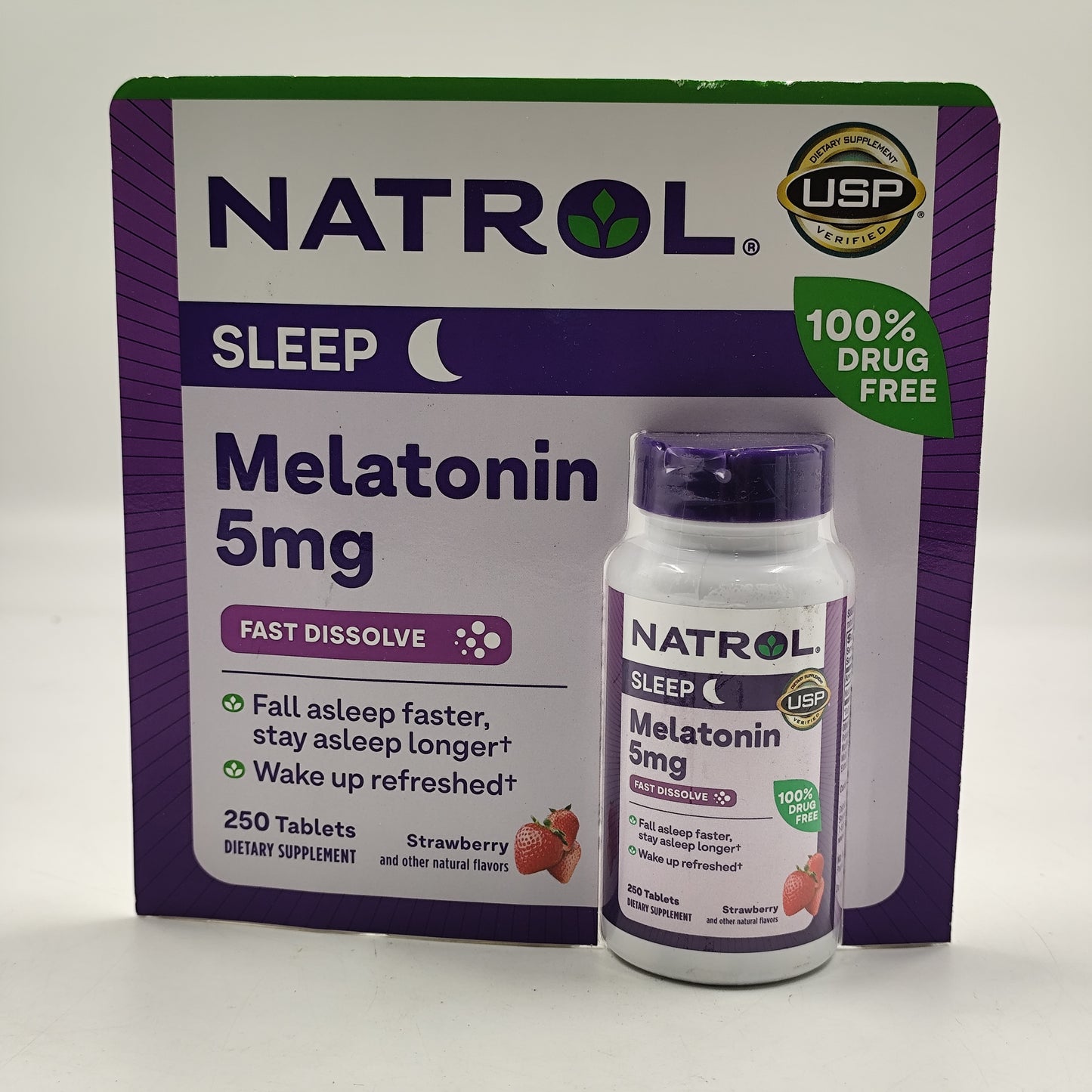 Natrol Sleep Melatonin 5mg Fast Dissolve Strawberry Flavor 250 Tablets