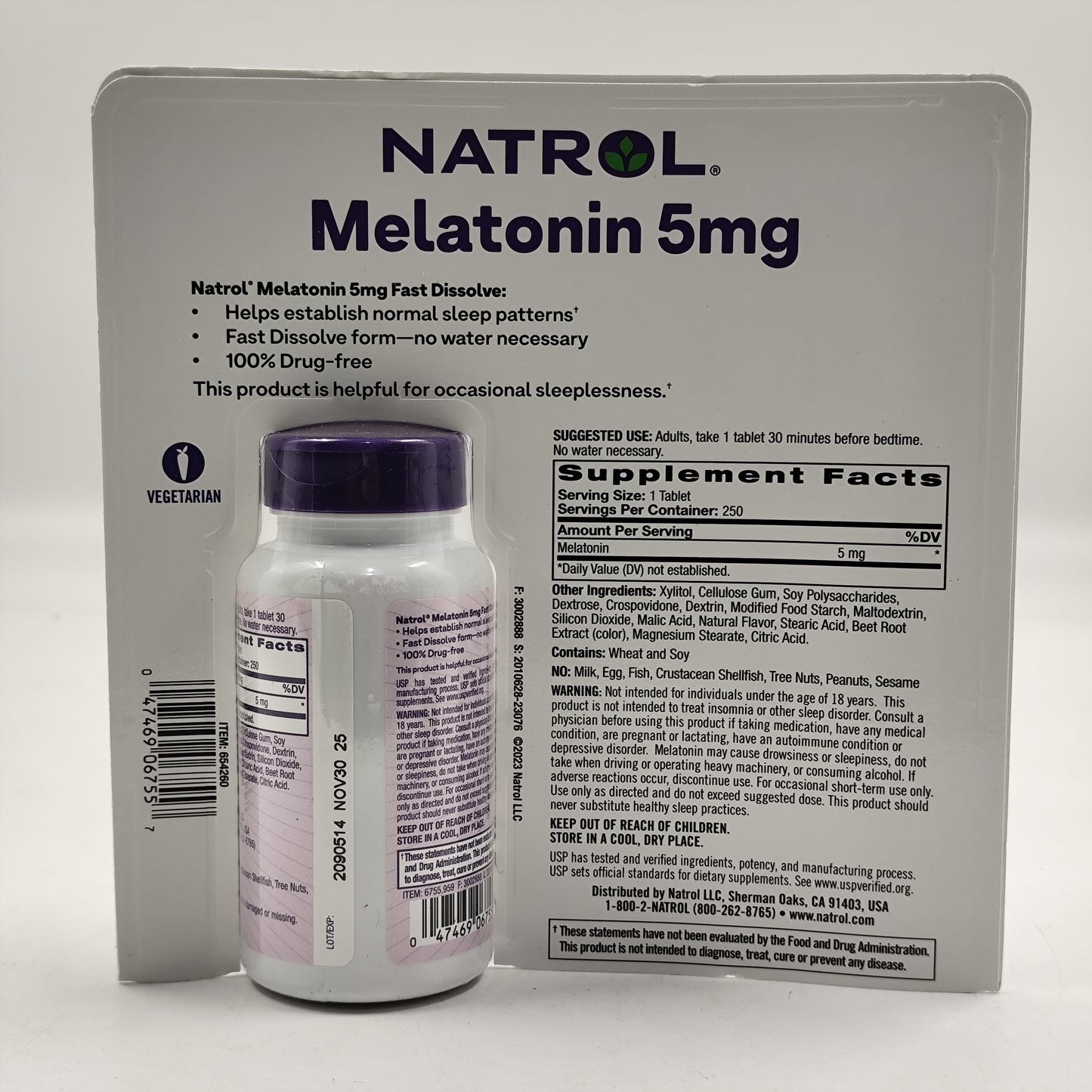 Natrol Sleep Melatonin 5mg Fast Dissolve Strawberry Flavor 250 Tablets
